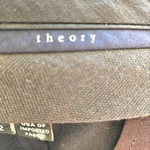 Theory Women's Black Tropical Wool Flat Front Trousers, Size 12